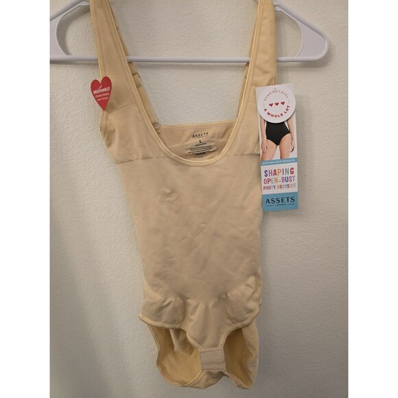 Assets by Spanx Open-Bust Panty Bodysuit Shapewear Nude Size L NWT - Picture 2 of 10